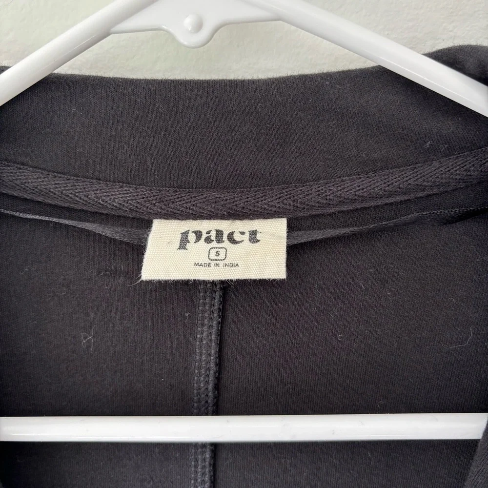 Pact Organic Cotton Airplane Relaxed Blazer Sweater Black Button Front Comfort